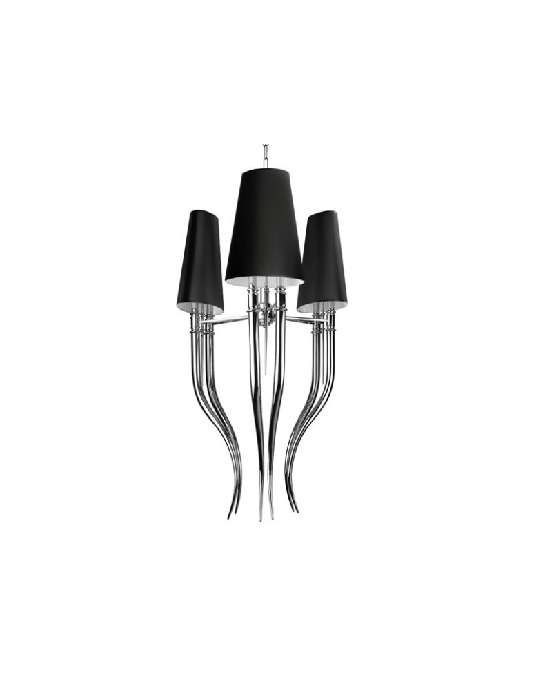 Glamour pendant lamps - Azzardo DIABLO 3 BIG BLACK 6xE14 Pendant Black/Chrome AZ1344 - product kolory-swiatla.pl 1