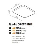 Plafonds with remote control - Azzardo QUADRO 50 LED CCT BLACK 1xLED Ceiling Light Black AZ2759 - product 2