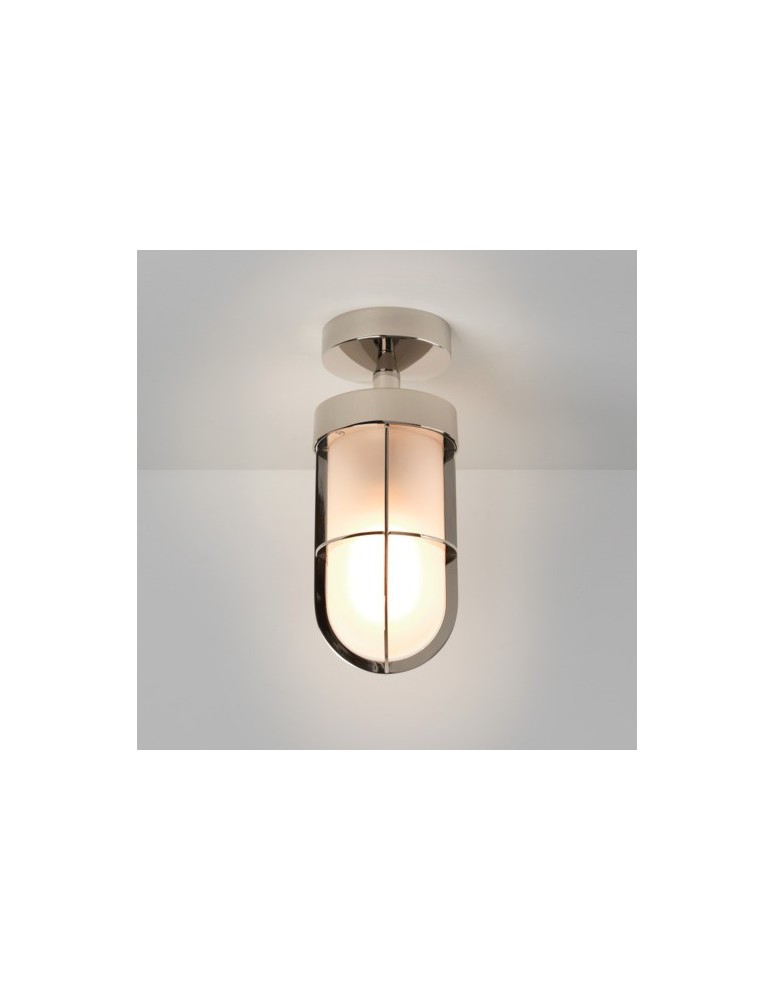 Outdoor ceiling lamps - Astro Cabin Semi Flush Frosted Ceiling 1x60W Max E27 Polished Nickel IP44 1368010 - product kolory-swiatla.pl 1