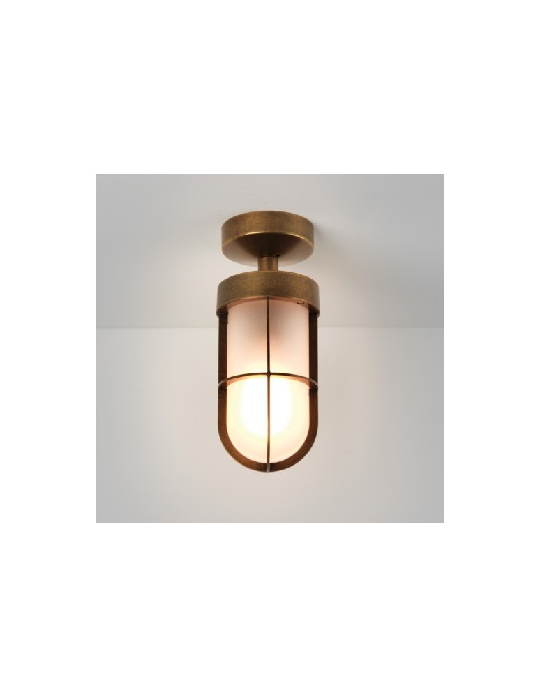 Outdoor ceiling lamps - Astro Cabin Semi Flush Frosted Ceiling 1x60W Max E27 Antique Brass IP44 1368012 - product kolory-swiatla.pl 1