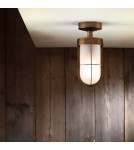 Outdoor ceiling lamps - Astro Cabin Semi Flush Frosted Ceiling 1x60W Max E27 Antique Brass IP44 1368012 - product 2