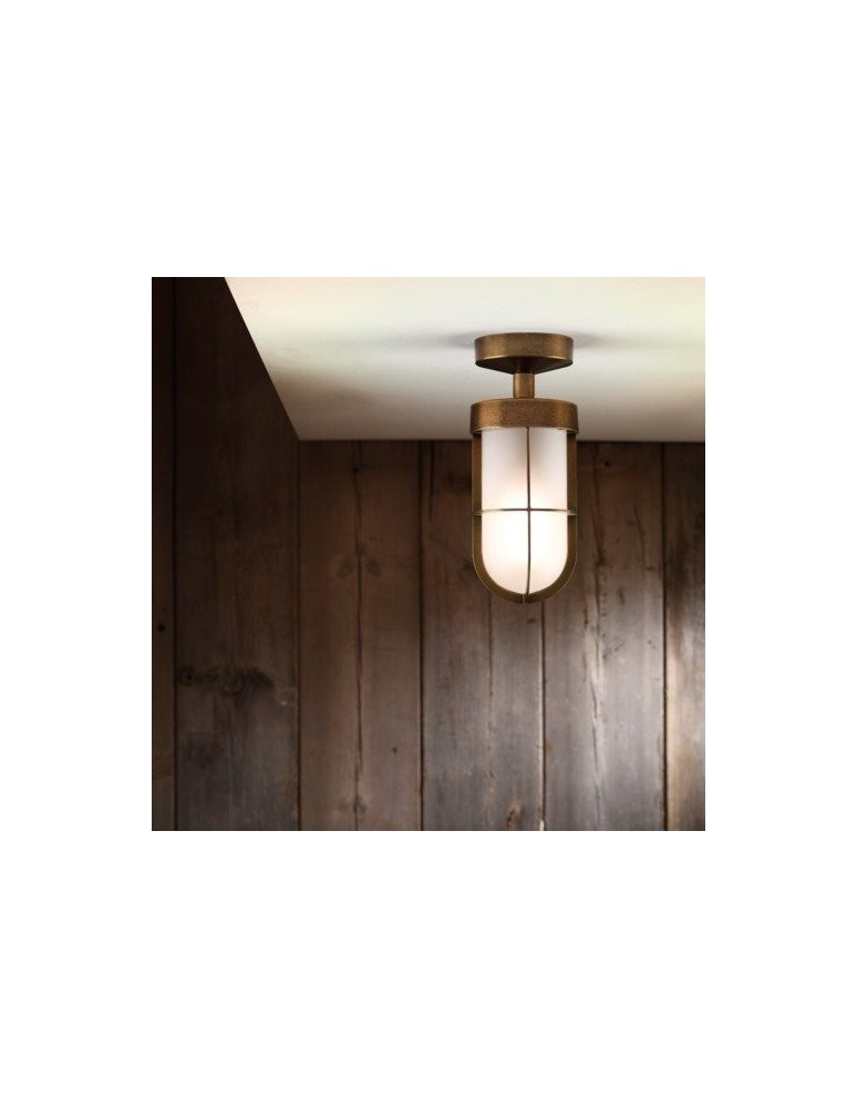 Outdoor ceiling lamps - Astro Cabin Semi Flush Frosted Ceiling 1x60W Max E27 Antique Brass IP44 1368012 - product kolory-swiatla.pl 2