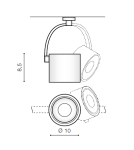 Lamps for 3-phase busbars - Azzardo COSTA ARM TRACK BLACK 1xLED Spotlight For Busbar 3F Black AZ3486 - product 2