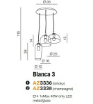 Triple pendant lamps - Azzardo BLANCA 3 SMOKY 3xE14 Pendant Smoky AZ3336 - product 2