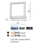Wall lamps - Azzardo OPERA WALL WHITE 1xLED Wall Mount White AZ3142 - product 2