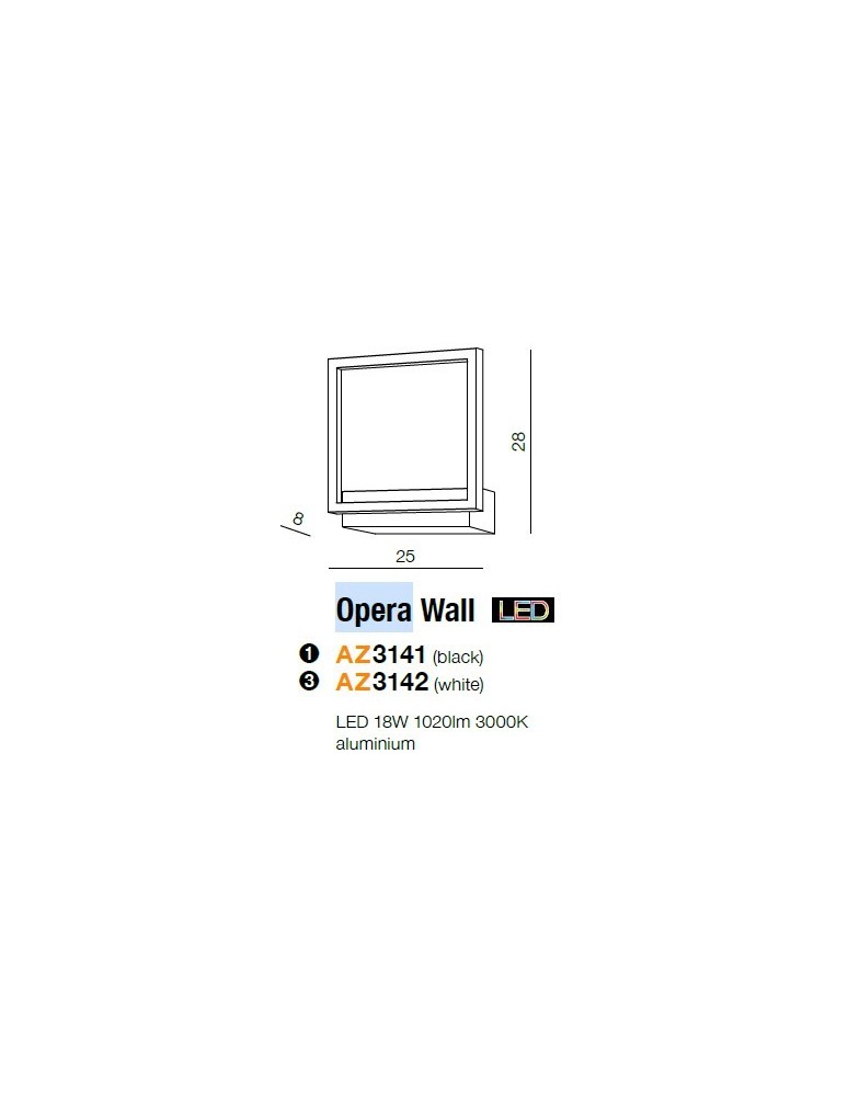 Wall lamps - Azzardo OPERA WALL WHITE 1xLED Wall Mount White AZ3142 - product kolory-swiatla.pl 2
