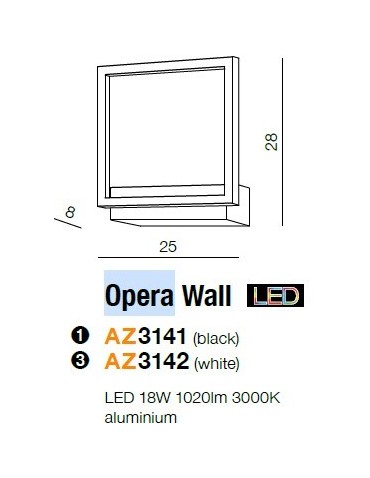 Azzardo OPERA WALL BLACK 1xLED Ścienna Czarny AZ3141 - produkt 2