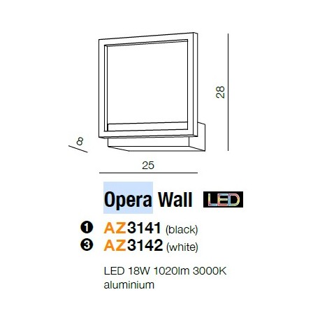 Azzardo OPERA WALL BLACK 1xLED Ścienna Czarny AZ3141