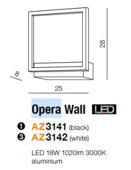 Azzardo OPERA WALL BLACK 1xLED Ścienna Czarny AZ3141 - produkt 2