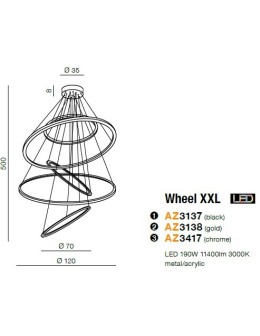 Azzardo WHEEL XXL LED 190W 11400lm 3000K chrom wisząca AZ3417 - produkt 2