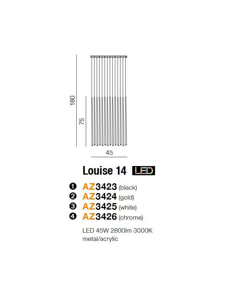 LED pendant lamps - Azzardo LOUISE 14 CH 14xLED Pendant Chrome AZ3426 - product kolory-swiatla.pl 2