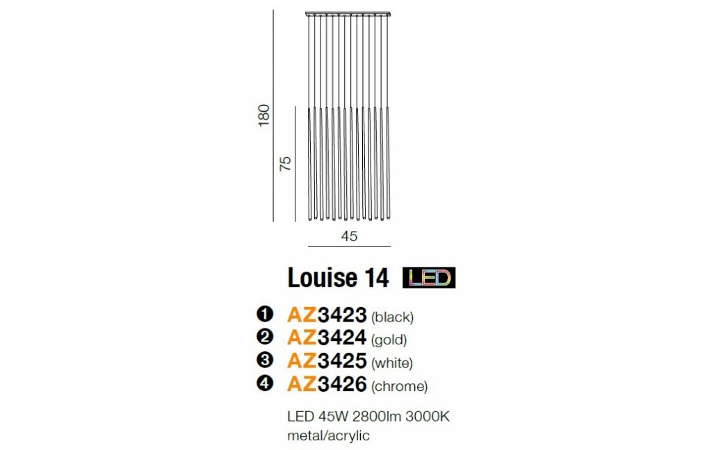 Azzardo LOUISE 14 CH 14xLED Wisząca Chrom AZ3426