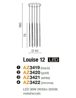 Azzardo LOUISE 12 CH 12xLED Wisząca Chrom AZ3422 - produkt 2
