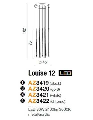 Azzardo LOUISE 12 WH 12xLED Wisząca Biały AZ3421 - produkt 2