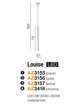 Azzardo LOUISE 1 CH 1xLED Wisząca Chrom AZ3418 - produkt 2