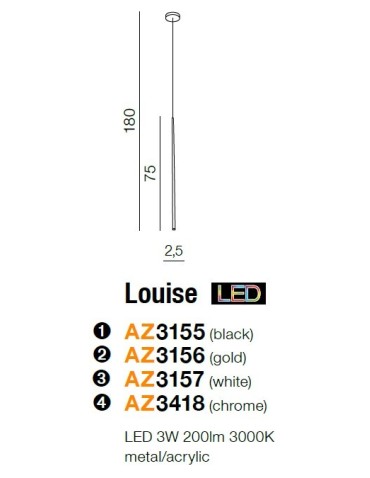 Azzardo LOUISE 1 BK 1xLED Pendant Black AZ3155 - product 2