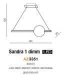 LED pendant lamps - Azzardo SANDRA 1 BLACK 1xLED Pendant Black AZ3351 - product 3
