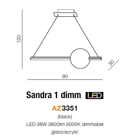 Azzardo SANDRA 1 BLACK 1xLED Wisząca Czarny AZ3351