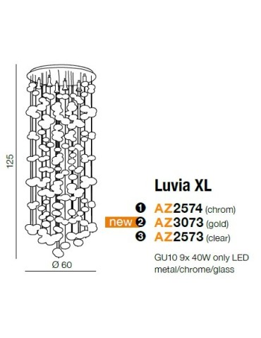 Azzardo LUVIA XL GOLD 9xGU10 Sufitowa/Wisząca Złoty AZ3073 - produkt 2