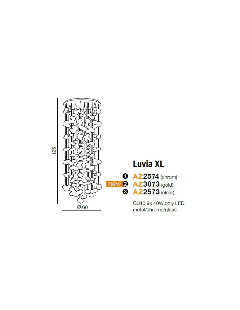 Pendant lamps - Azzardo LUVIA XL GOLD 9xGU10 Ceiling/Pendant Gold AZ3073 - product kolory-swiatla.pl 2