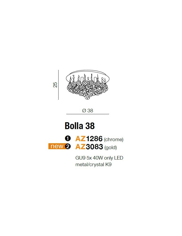 Ceiling lamps with crystals - Azzardo BOLLA 38 5xG9 Ceiling/Hanging Transparent AZ1286 - product kolory-swiatla.pl 2