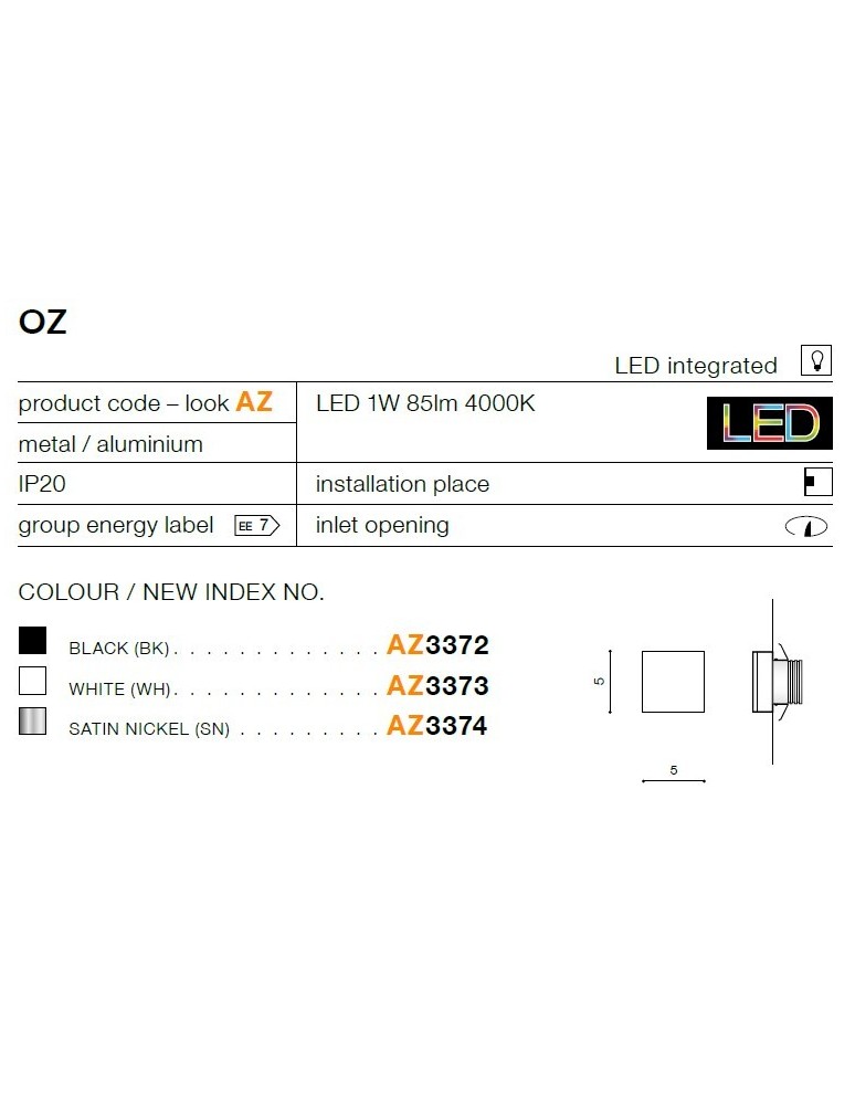 Stair step lighting - Azzardo OZ BLACK 1xLED Recessed Staircase Black AZ3372 - product kolory-swiatla.pl 3