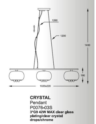 Zuma Line Crystal Triple P0076-03S-F4FZ Pendant. - product 2