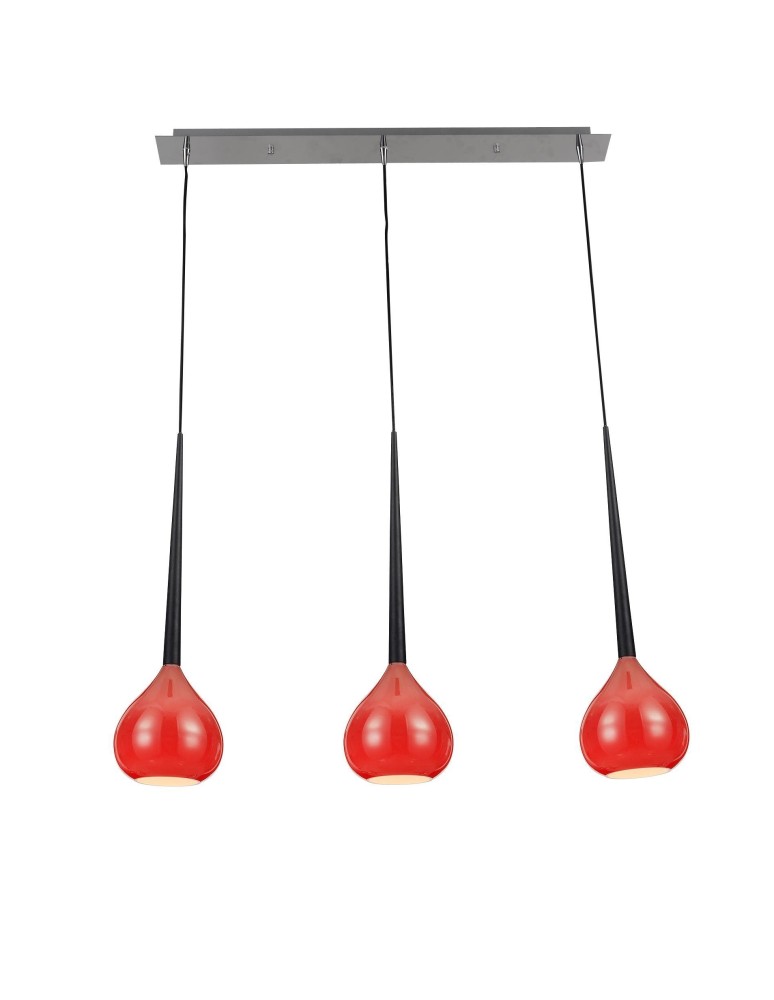 Pendant lamps on a strip - Zuma Line LIBRA Red MD2128B-3R Pendant. - product kolory-swiatla.pl 1