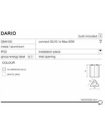 Azzardo DARIO 1 ALUMINIUM 1xGU10 Surface Mounted Aluminum AZ1055 - product 2