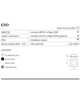 Azzardo EZIO 1 CHROME 1xGU10 Wpuszczana Chrom IP54 AZ1051 - produkt 2