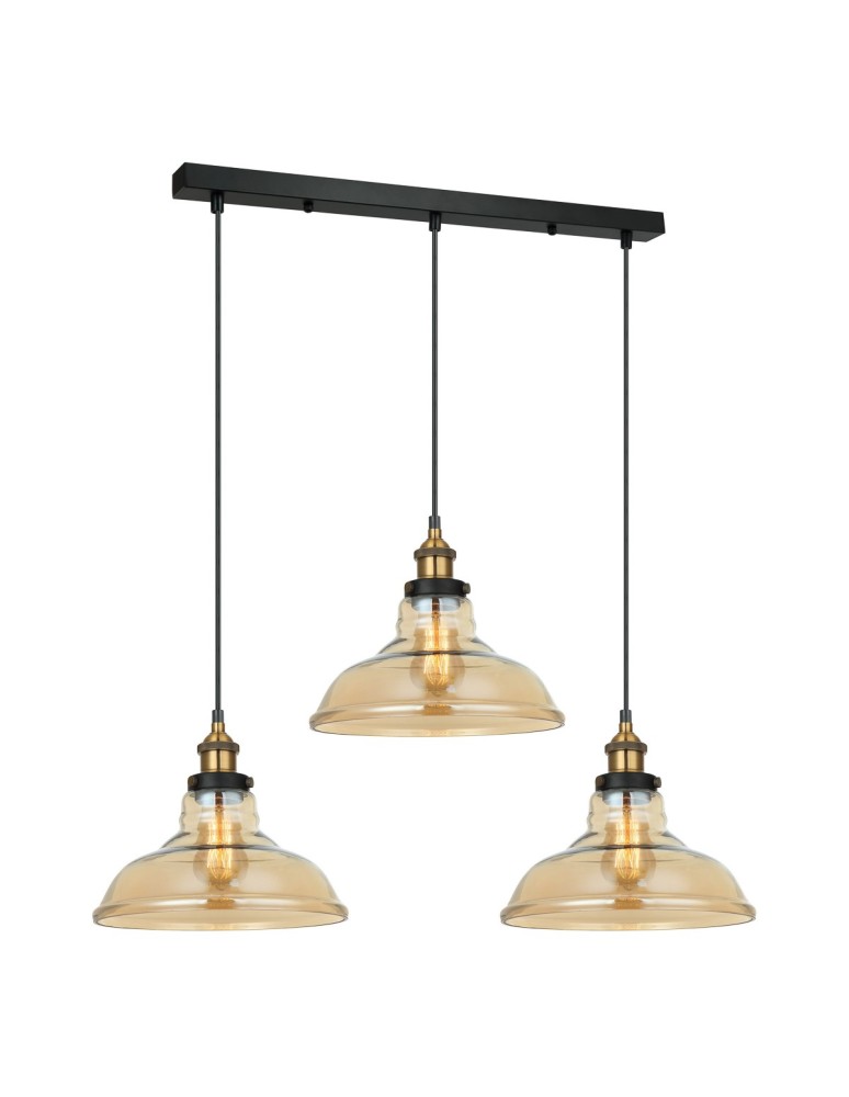 Loft pendant lamps - Italux Hubert 3xE27 Pendant Black Gold MDM-2381/3 GD+AMB - product kolory-swiatla.pl 1