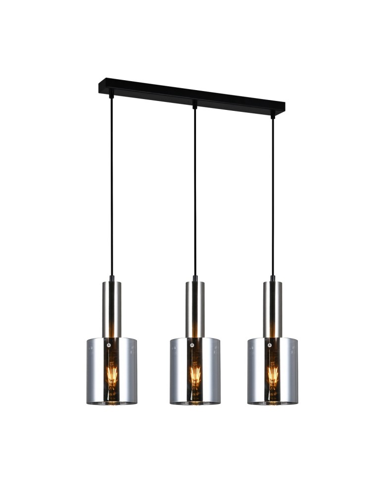Triple pendant lamps - Italux Sardo 3xE27 Pendant Satin Nickel PND-5581-3-SC+SG - product kolory-swiatla.pl 1