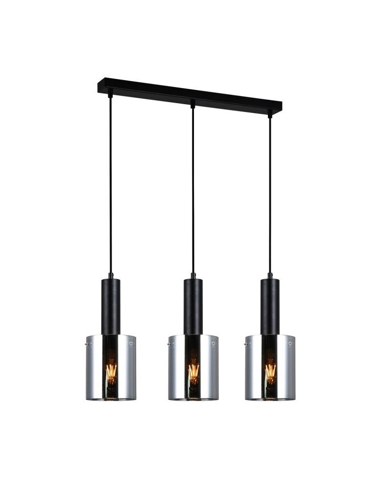 Triple pendant lamps - Italux Sardo 3xE27 Pendant Black PND-5581-3-BK+SG - product kolory-swiatla.pl 1