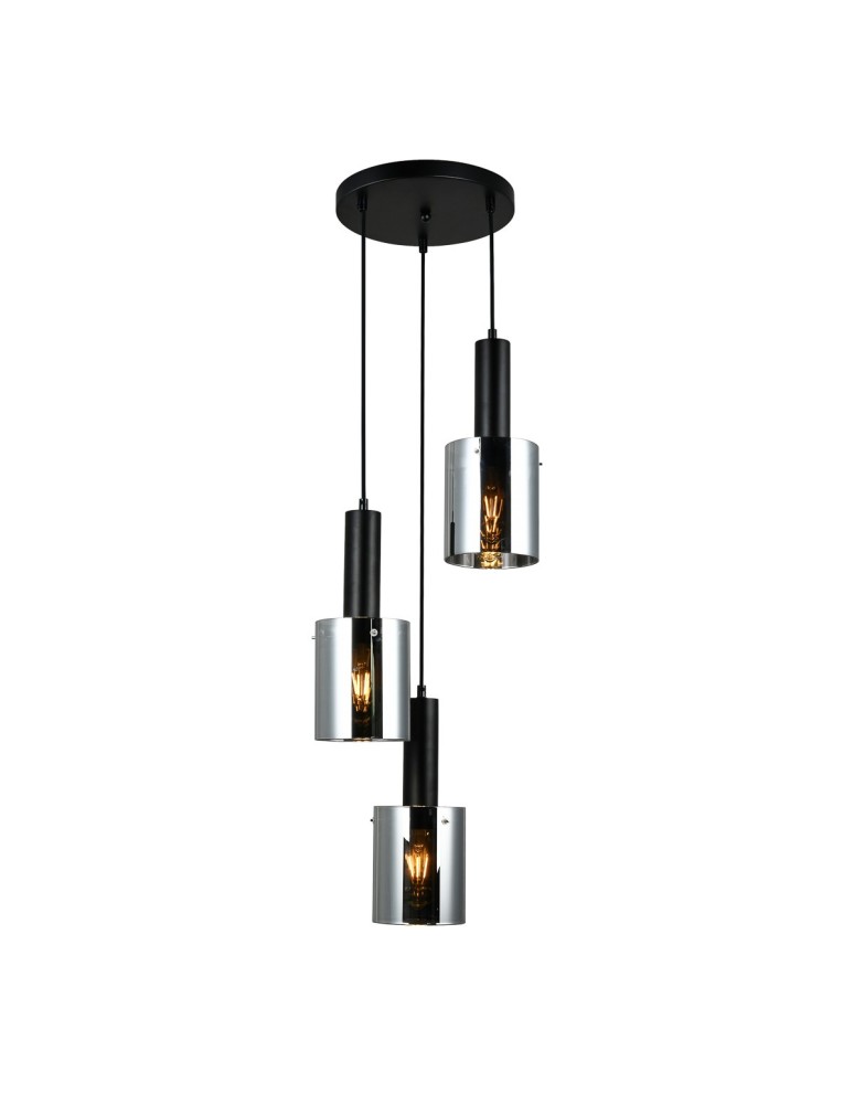 Triple pendant lamps - Italux Sardo 3xE27 Pendant Black PND-5581-3A-BK+SG - product kolory-swiatla.pl 1