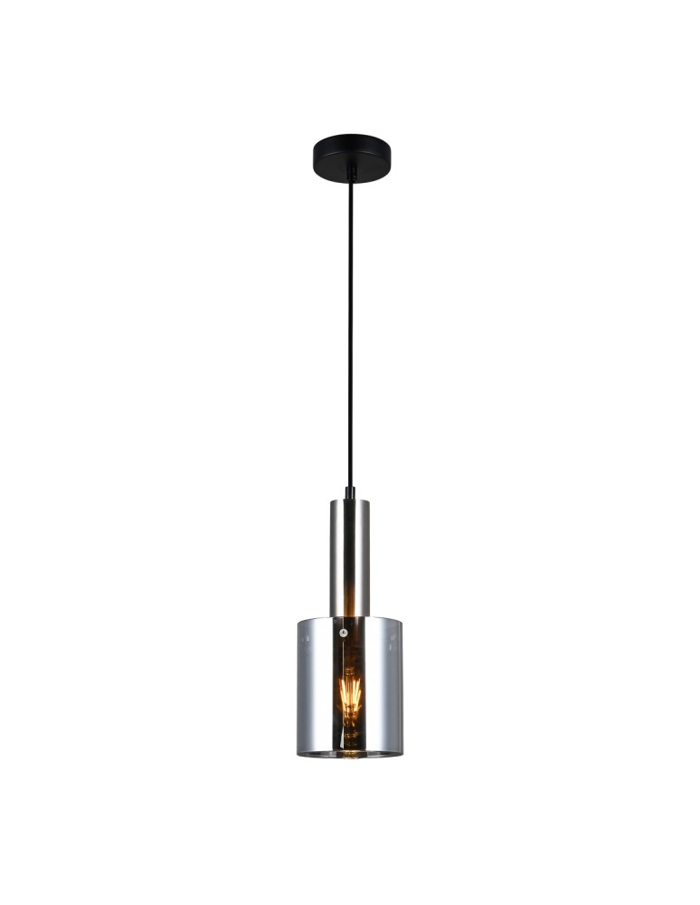 Pendant lamps - Italux Sardo 1xE27 Satin Nickel Pendant PND-5581-1-SC+SG - product kolory-swiatla.pl 1