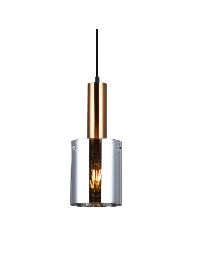 Pendant lamps - Italux Sardo 1xE27 Brass Pendant PND-5581-1-BRO+SG - product kolory-swiatla.pl 2