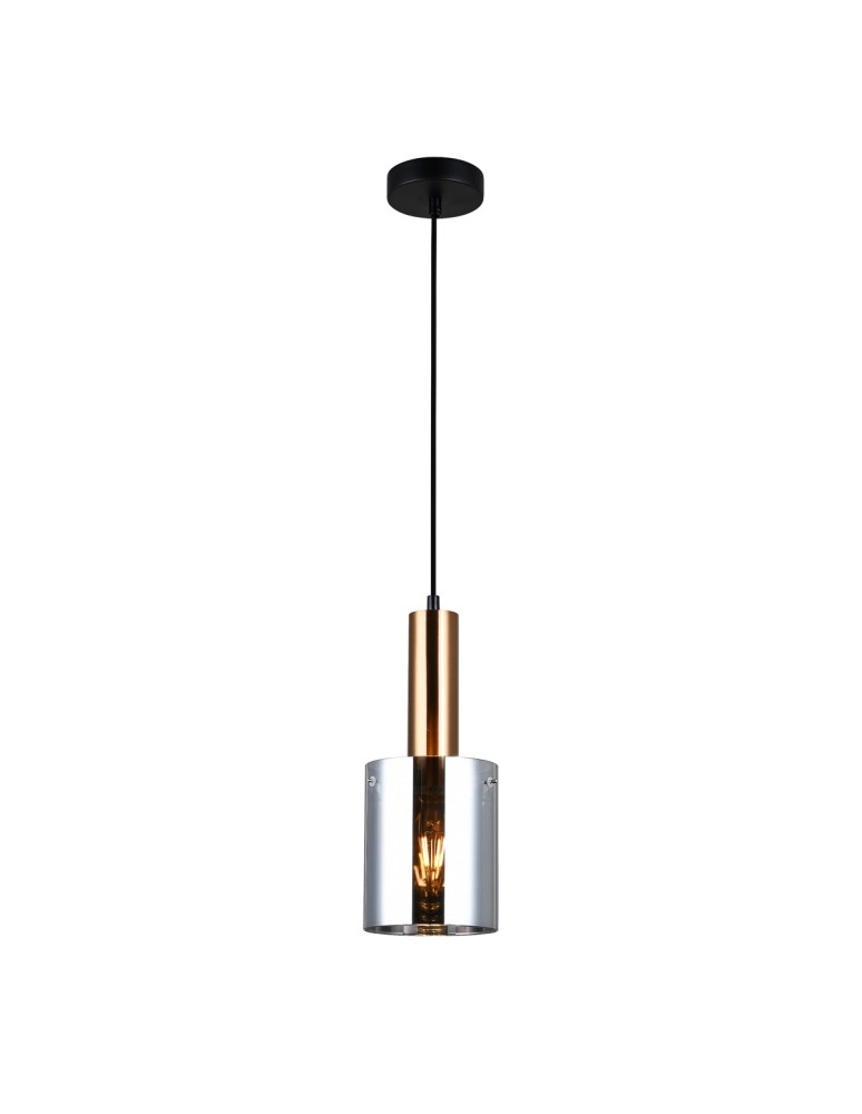 Pendant lamps - Italux Sardo 1xE27 Brass Pendant PND-5581-1-BRO+SG - product kolory-swiatla.pl 1