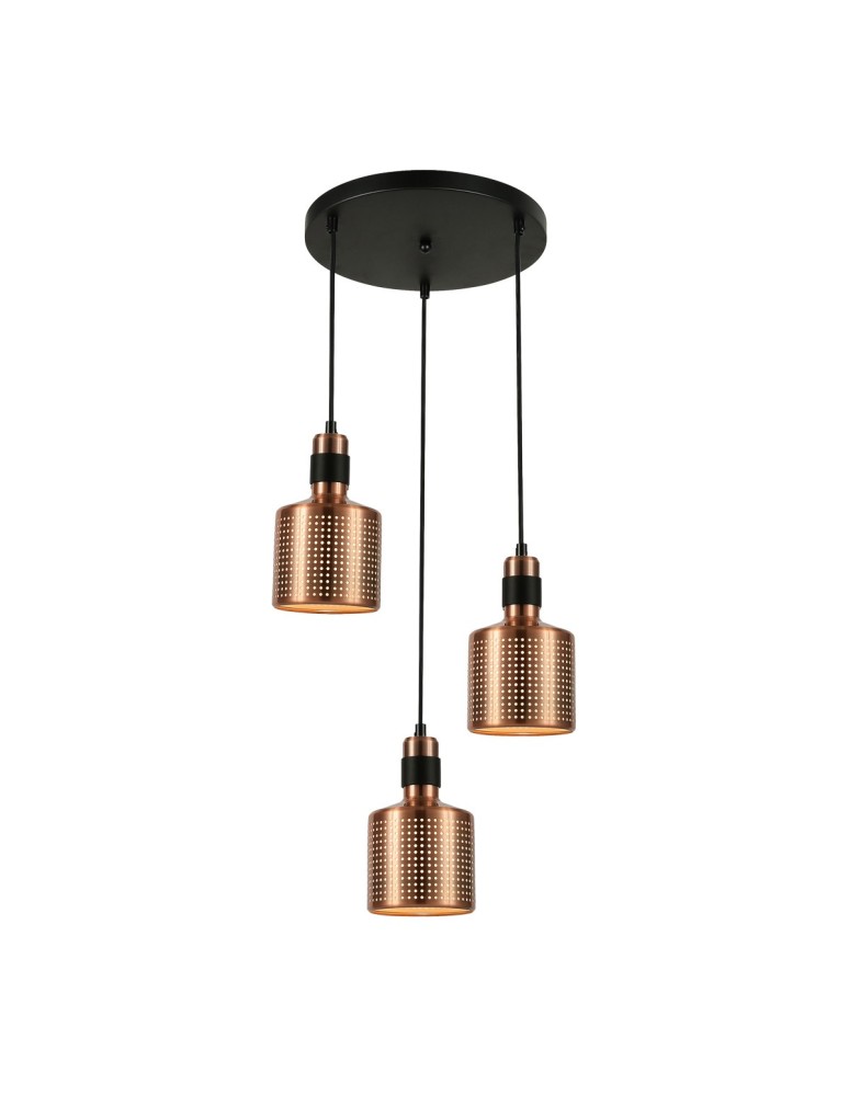 Triple pendant lamps - Italux Restenza 3xE27 Copper Pendant PND-2439-3-COP - product kolory-swiatla.pl 1
