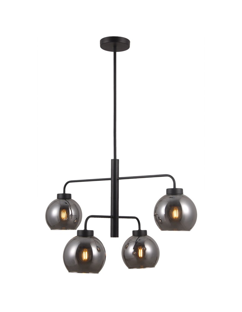 Loft pendant lamps - Italux Poggi 4xE27 Pendant Black matte PND-28028-4D - product kolory-swiatla.pl 1