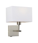Wall lamps with lampshade - Italux Norte 1xE27 Wall lamp Nickel WL-1122-1-A-SN-RC-WH - product 1