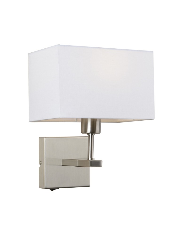 Wall lamps with lampshade - Italux Norte 1xE27 Wall lamp Nickel WL-1122-1-A-SN-RC-WH - product kolory-swiatla.pl 1