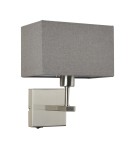 Wall lamps with lampshade - Italux Norte 1xE27 Wall lamp Nickel WL-1122-1-A-SN-RC-GR - product 1