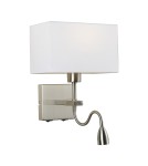 Wall lamps - Italux Norte E27+LED 60W+3W 350lm 3000K Wall lamp Nickel WL-1122-2-BL-SN-RC-WH - product 1