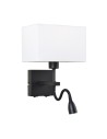 Italux Norte E27+LED 60W+3W 350lm 3000K Wall lamp Black mat WL-1122-2-BL-BM-RC-WH