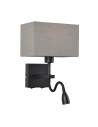 Italux Norte E27+LED 60W+3W 350lm 3000K Wall lamp Black mat WL-1122-2-BL-BM-RC-GR