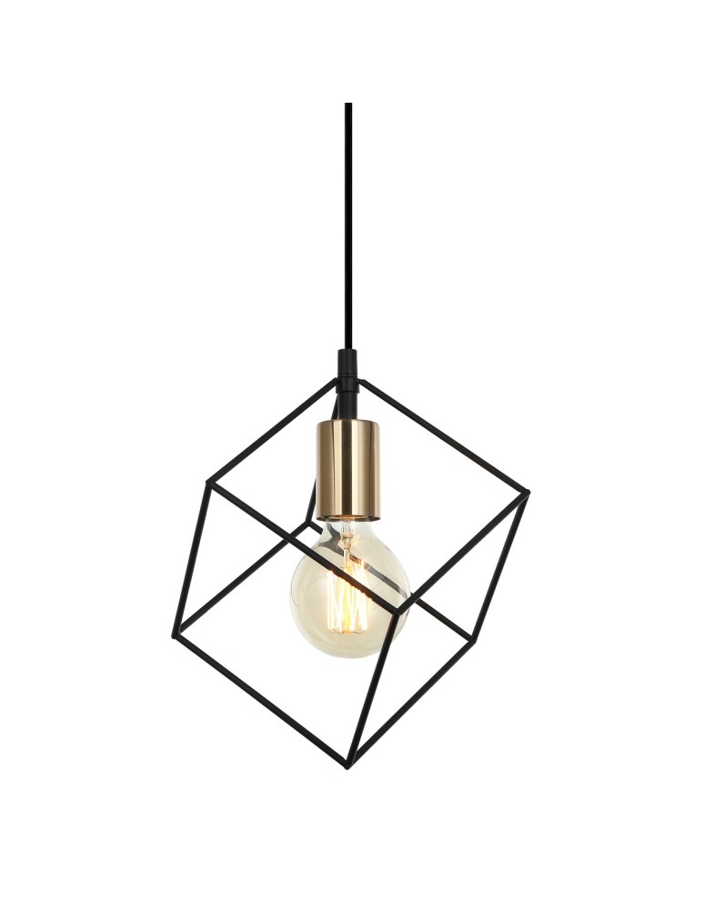 Geometric pendant lamps - Italux Morestel 1xE27 Pendant Black Gold MDM-4244/1 BK+BRO - product kolory-swiatla.pl 1