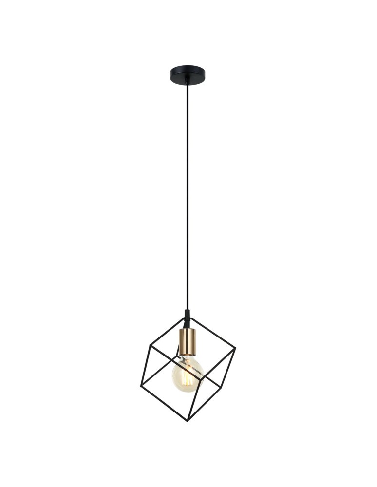 Geometric pendant lamps - Italux Morestel 1xE27 Pendant Black Gold MDM-4244/1 BK+BRO - product kolory-swiatla.pl 2