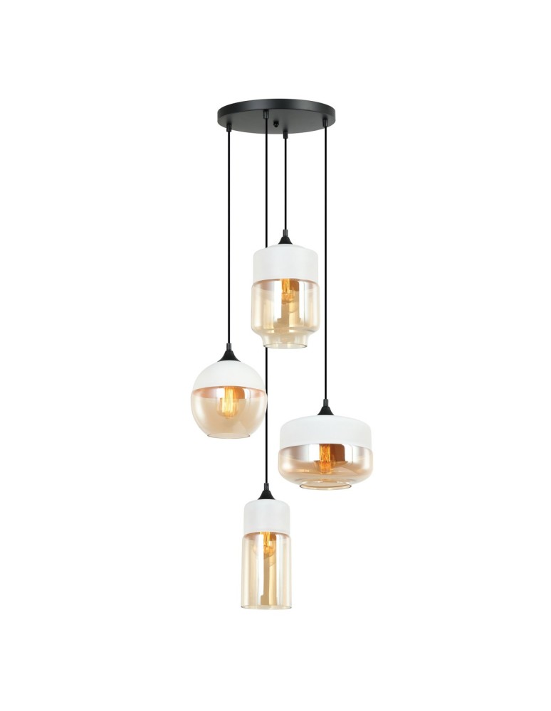Pendant lamps - Italux Molina 4xE27 Pendant Black MDM-4364/4 W+AMB - product kolory-swiatla.pl 1