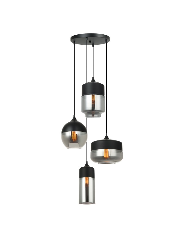 Pendant lamps - Italux Molina 4xE27 Pendant Black MDM-4364/4 BK+SG - product kolory-swiatla.pl 1