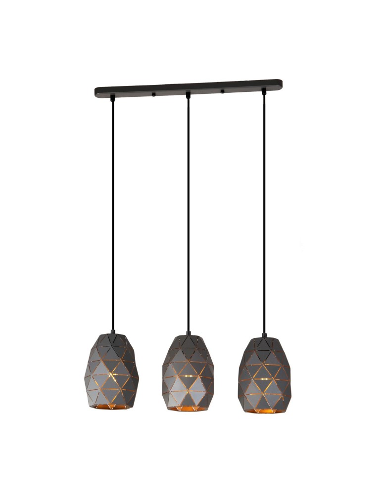 Triple pendant lamps - Italux Harley 3xE27 Pendant Graphite Gold Champagne MDM-3480/3 GR+GD - product kolory-swiatla.pl 1